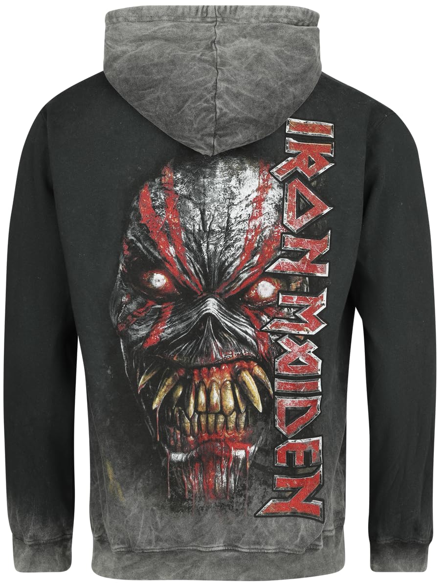 Iron Maiden Hombre Sudadera con Capucha Gris 100% algodón Regular