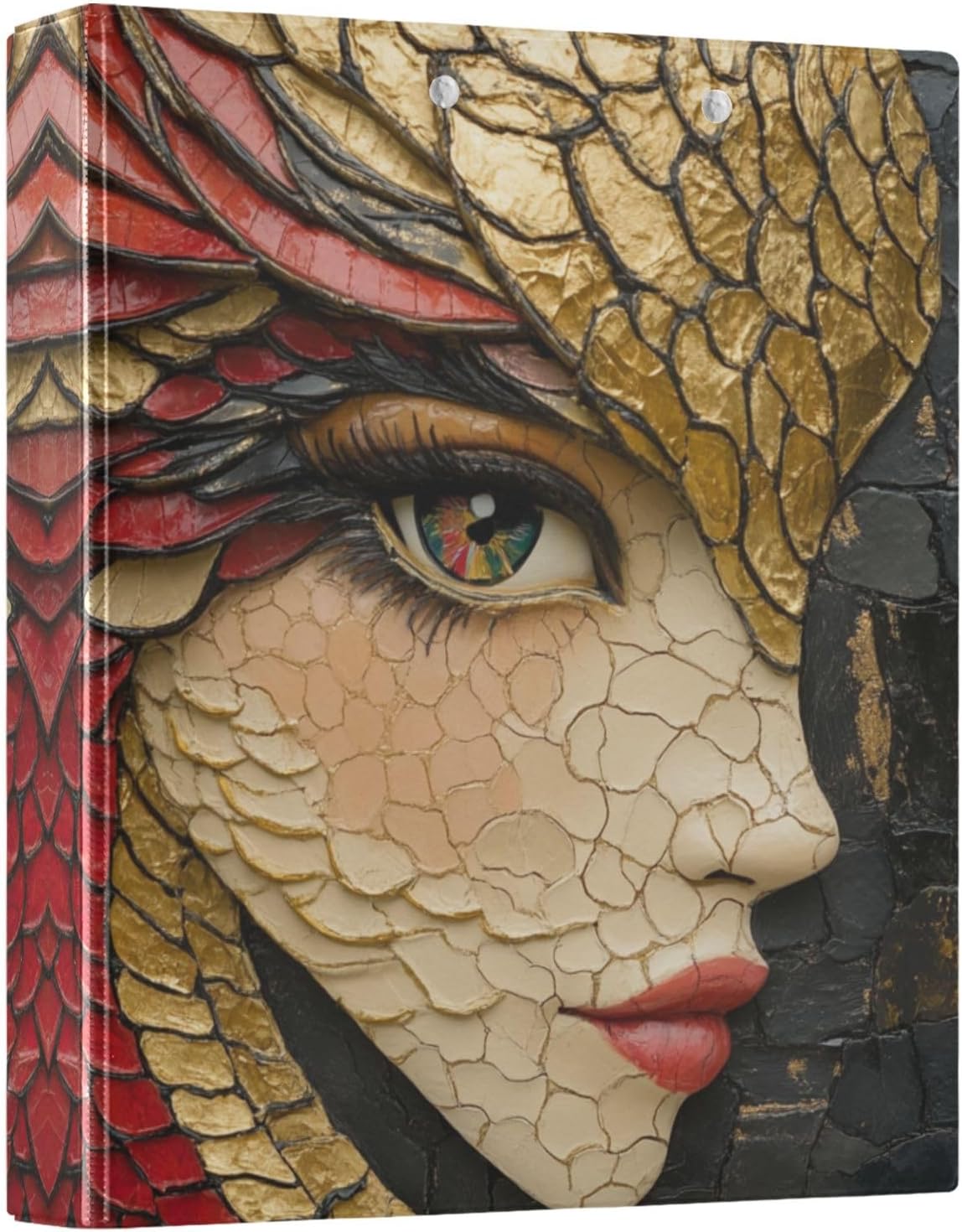 3 Ring Binder 1.5 Inch Feminine Dragon Scale Binder with Clipboard PVC Pockets Fits 8.5 x 11 Inch Paper Holds 200 Sheets for School and Office Supplies