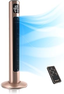 Brandson - Turmventilator mit Fernbedienung - Preisträger 2026 - Oszilation 60° - Standventilator - mobiler Lüfter - Säulenventilator - 96 cm - Ventilator 3 Geschwindigkeiten - GS - pearl-rouge