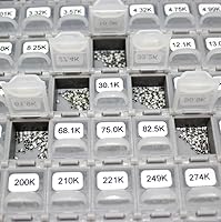 Vista 53 de AideTek SMT SMD 0201 Size 144 Values 100pc / Value Resistance Set 1% in Assortment Box-All Enclosure 14400pcs Assorted resistors kit