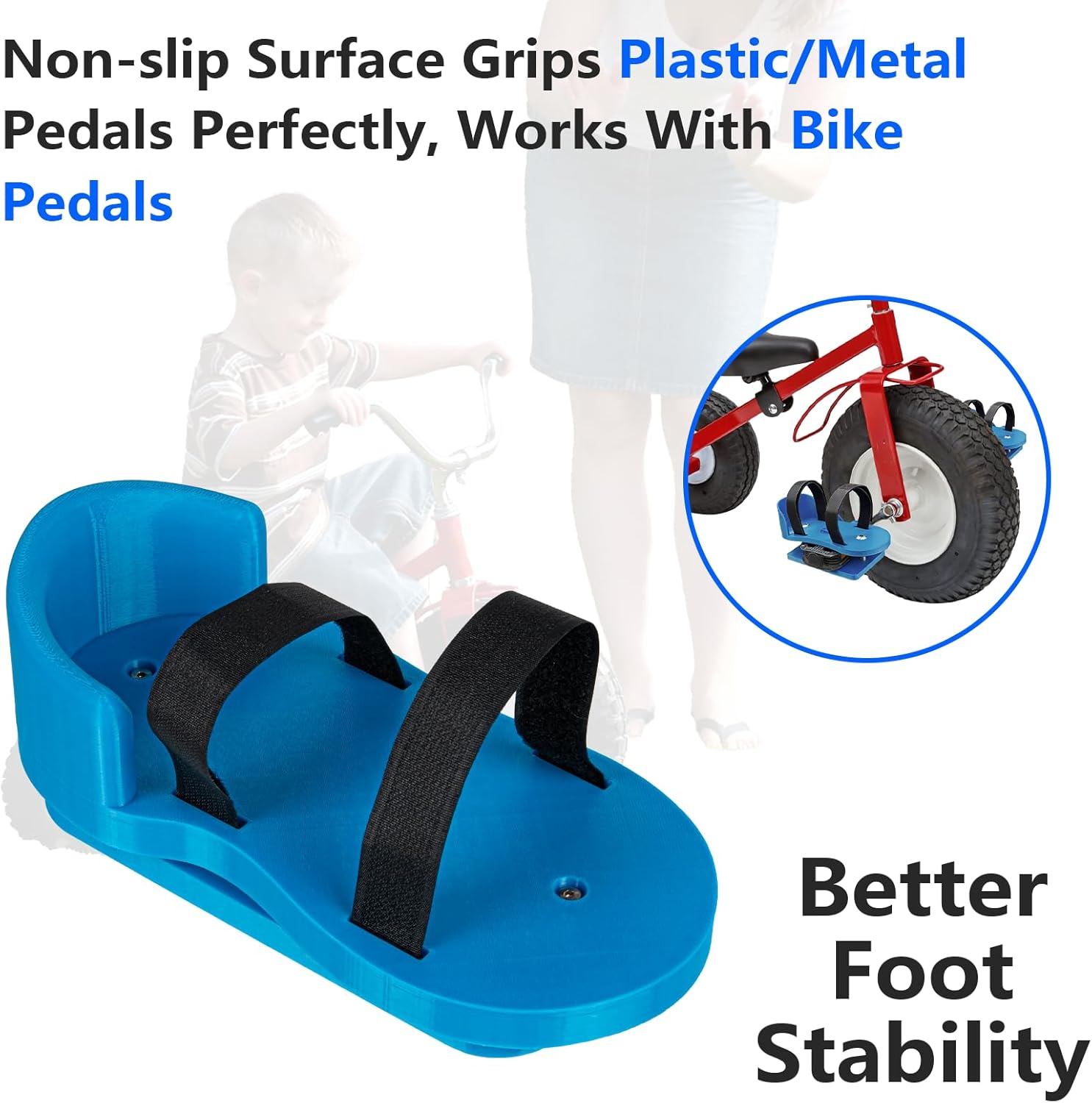 Adaptive Bike Pedal Stabilizers Compatible with Tricycles,Adjustable Non-Slip Pedal Support Kit, Easy Installation & Removal, Helps Improve Balance and Confidence for Riders (1 Pair)