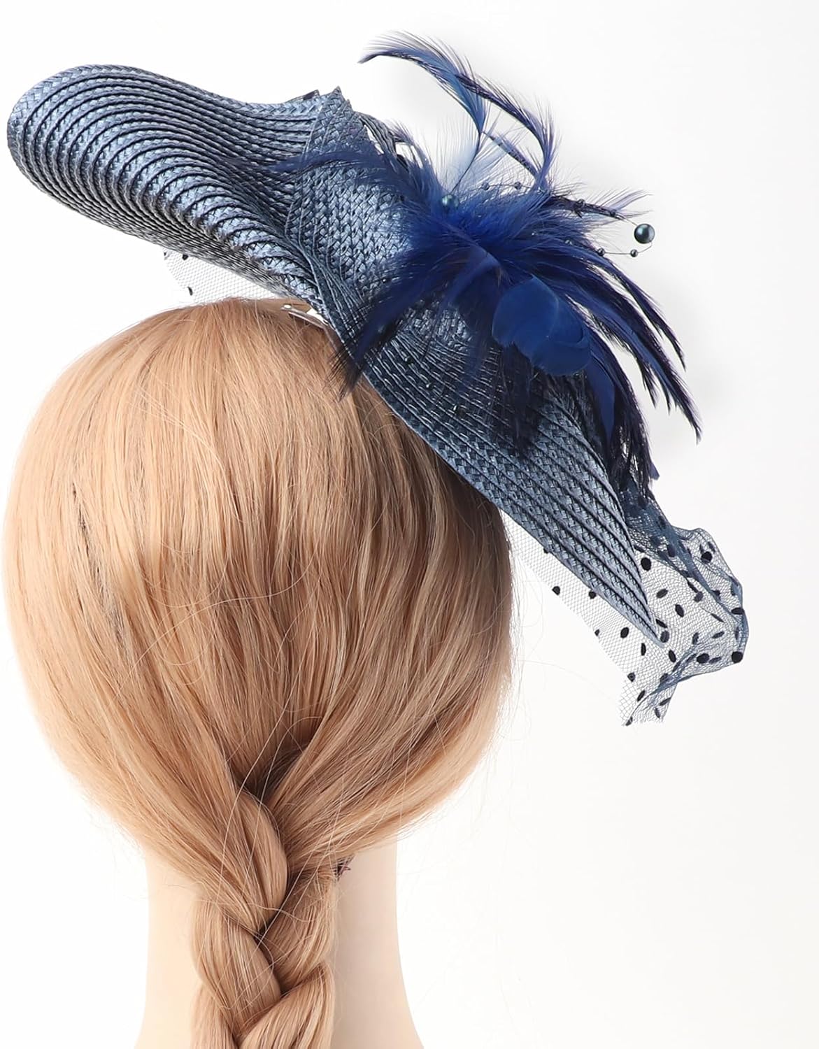 DRESHOW Fascinators Hat Flower Mesh Feathers Hat with a Headband and a Clip 7.9" Tea Party Headwear for Women - Image 3