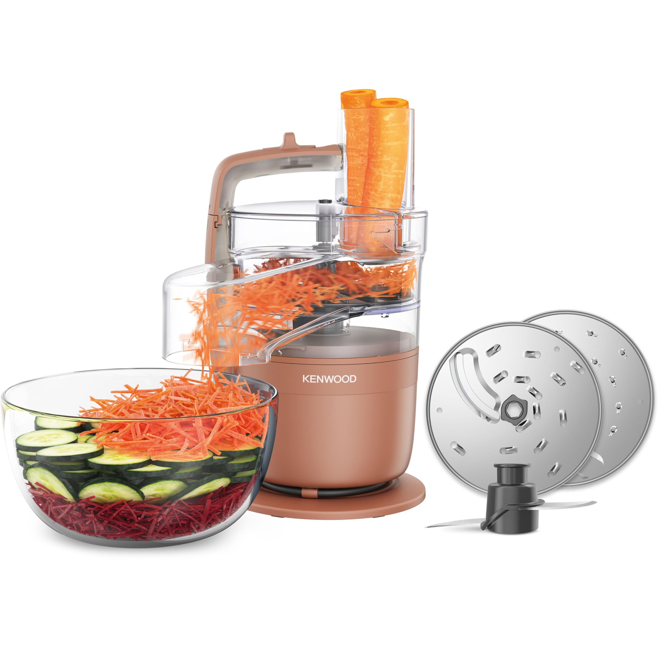 Kenwood MultiPro Compact wielofunkcyjny robot kuchenny z funkcją Express Serve, ostrzem ze stali nierdzewnej, tarczami do krojenia i tarką, funkcją pulsu, gliną czerwoną (FDP23.140RD)