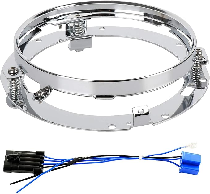 7-Inch LED Headlight Mounting Ring Bracket Adapter For Harley, Jeep Wrangler - Black, Stainless Steel