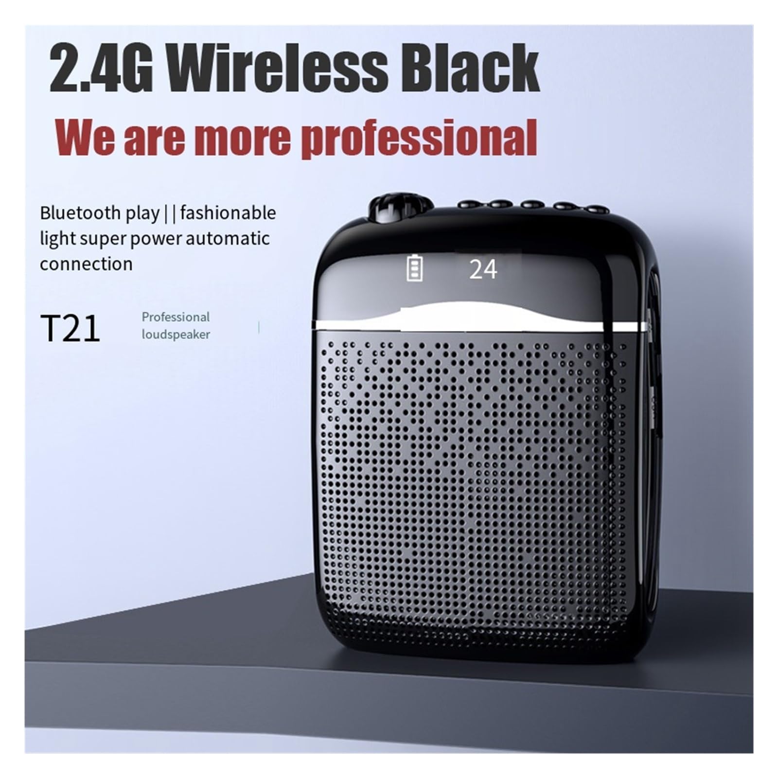 Amplificatori Vocali Wireless Cablati/2.4G Microfono 5.0 Altoparlante Insegnante Scuola Guida Turistica 20W Radio FM Portatile Megafoni per l'Insegnamento(Black-2.4G Wireless)