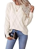 Womens Sweaters Crewneck Cable Knit Sweater Long Sleeve Fall Tops for Women 2025