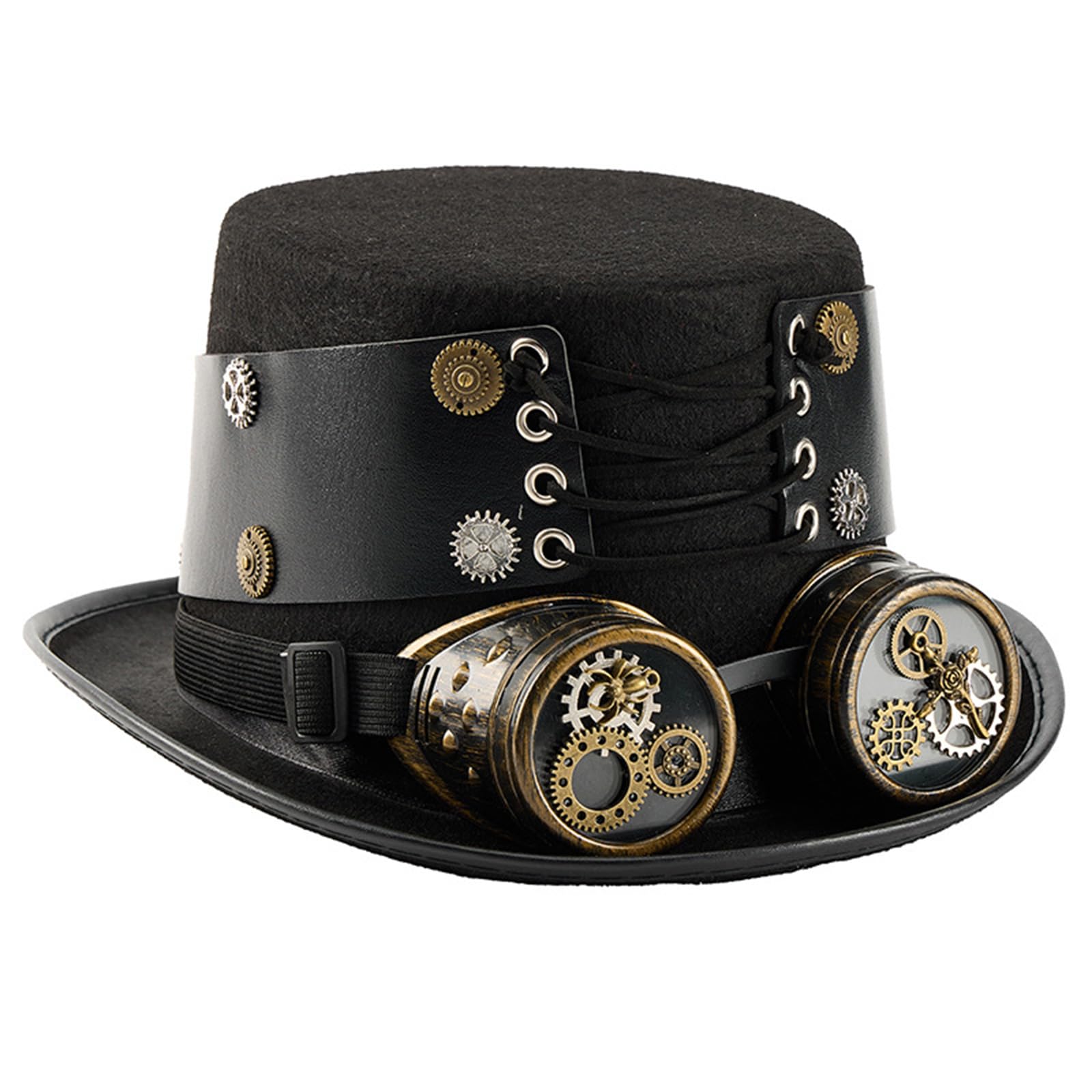 CAZSTYK Victorian Wool Top Hat with Detachable Goggles and Gear Decors for Renaissances Theme Event and Cosplay Party Dressingup Victorian Costume Top Hat