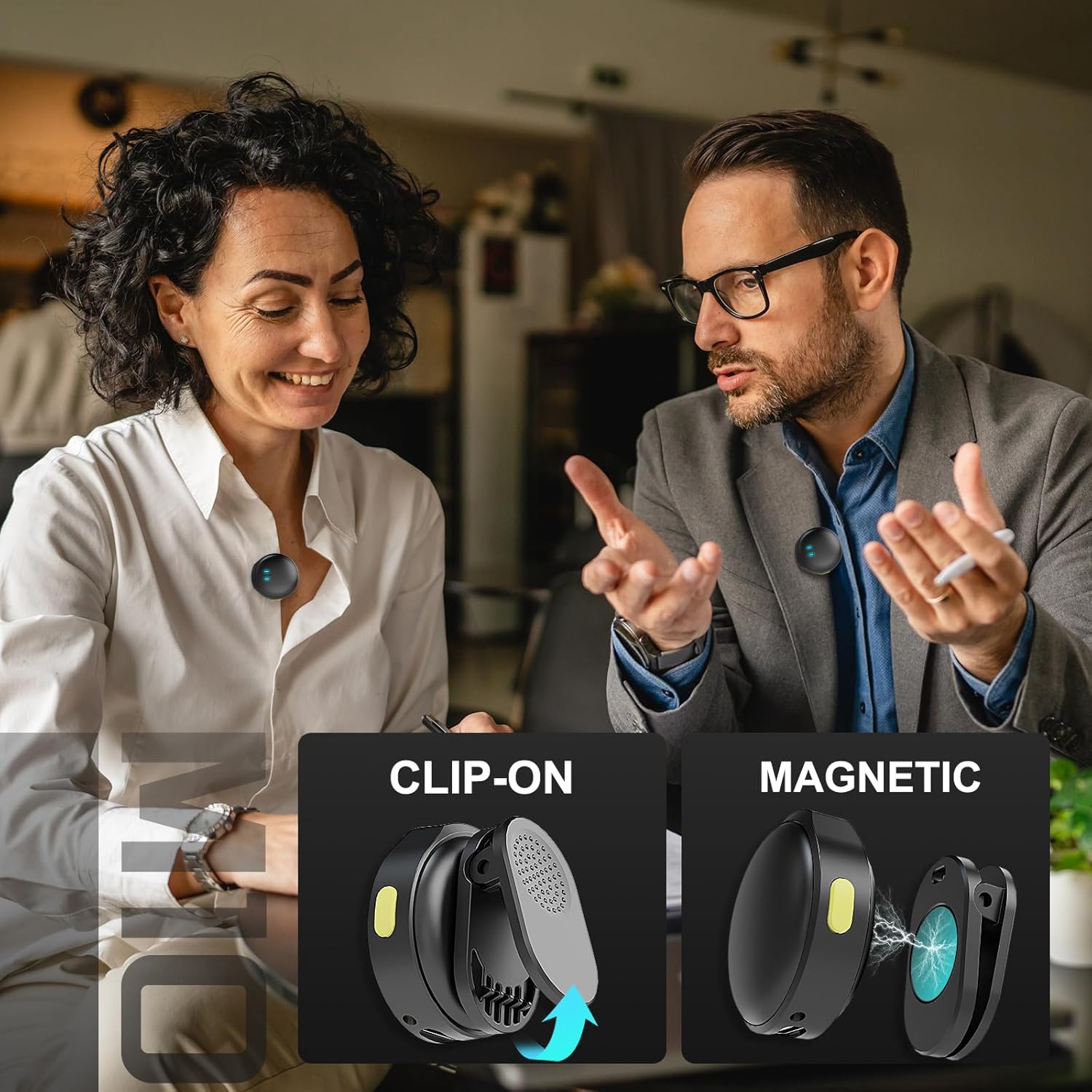 HHD Wireless Lavalier Microphone System with Charging Case, 1 Click Noise Canceling, 2.4GHz ISM for 12Hrs Uncompressed Audio Lapel Mic Compatible with iPhone, Android,PC, Camera