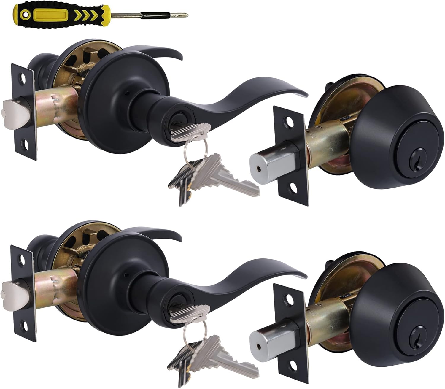 Lanwandeng Keyed Alike Front Door Lever Lockset with Single Cylinder