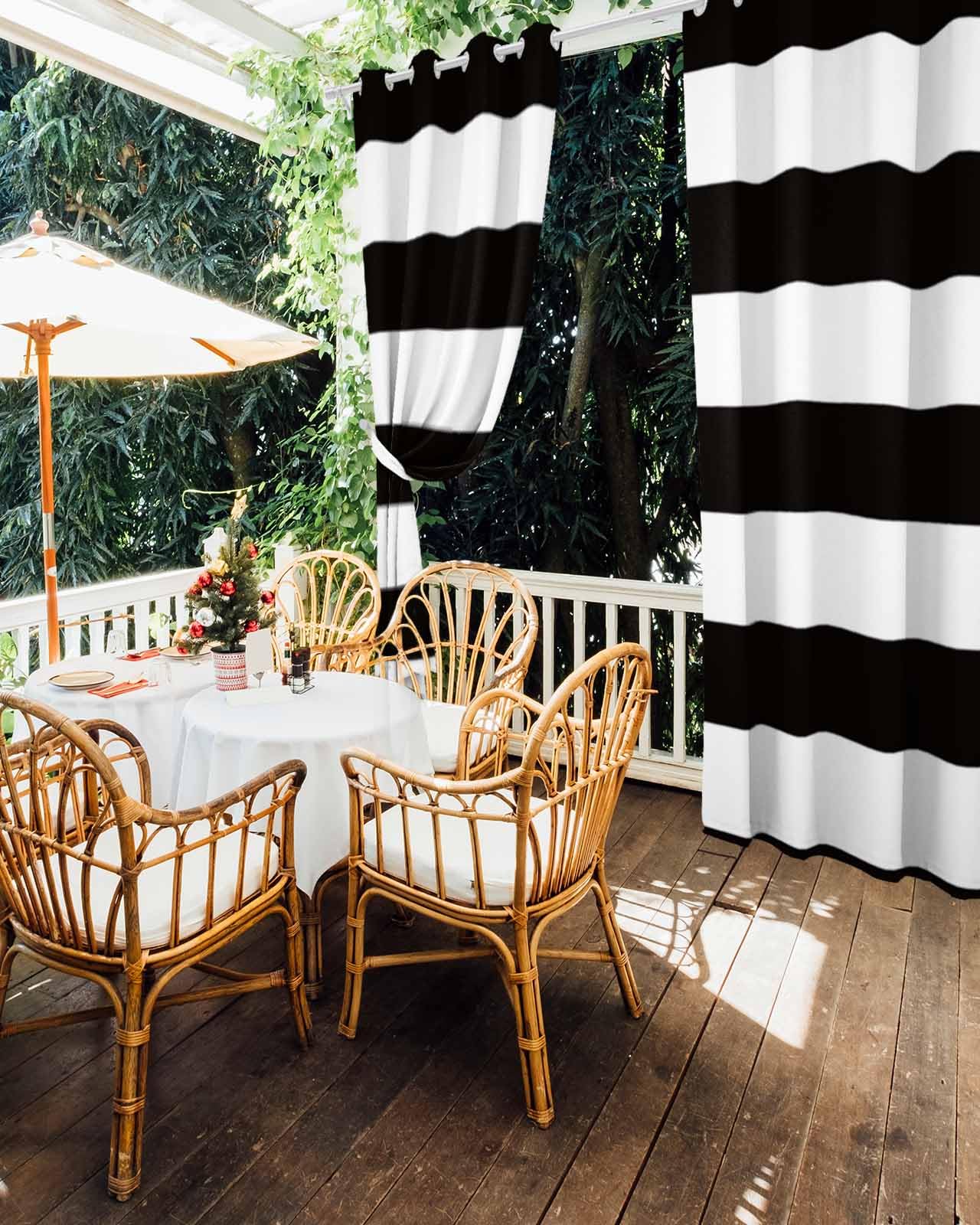 Outdoor Curtains For Patio Waterproof, Stripes Black White Privacy Screen  Outdoor Front Porch Decor, Grommet Outside Curtains For Porch, Pergola,  Cabana, 1 Panel 52 X 84 Inch Outdoor Curtains Striped, image size:1280x1600