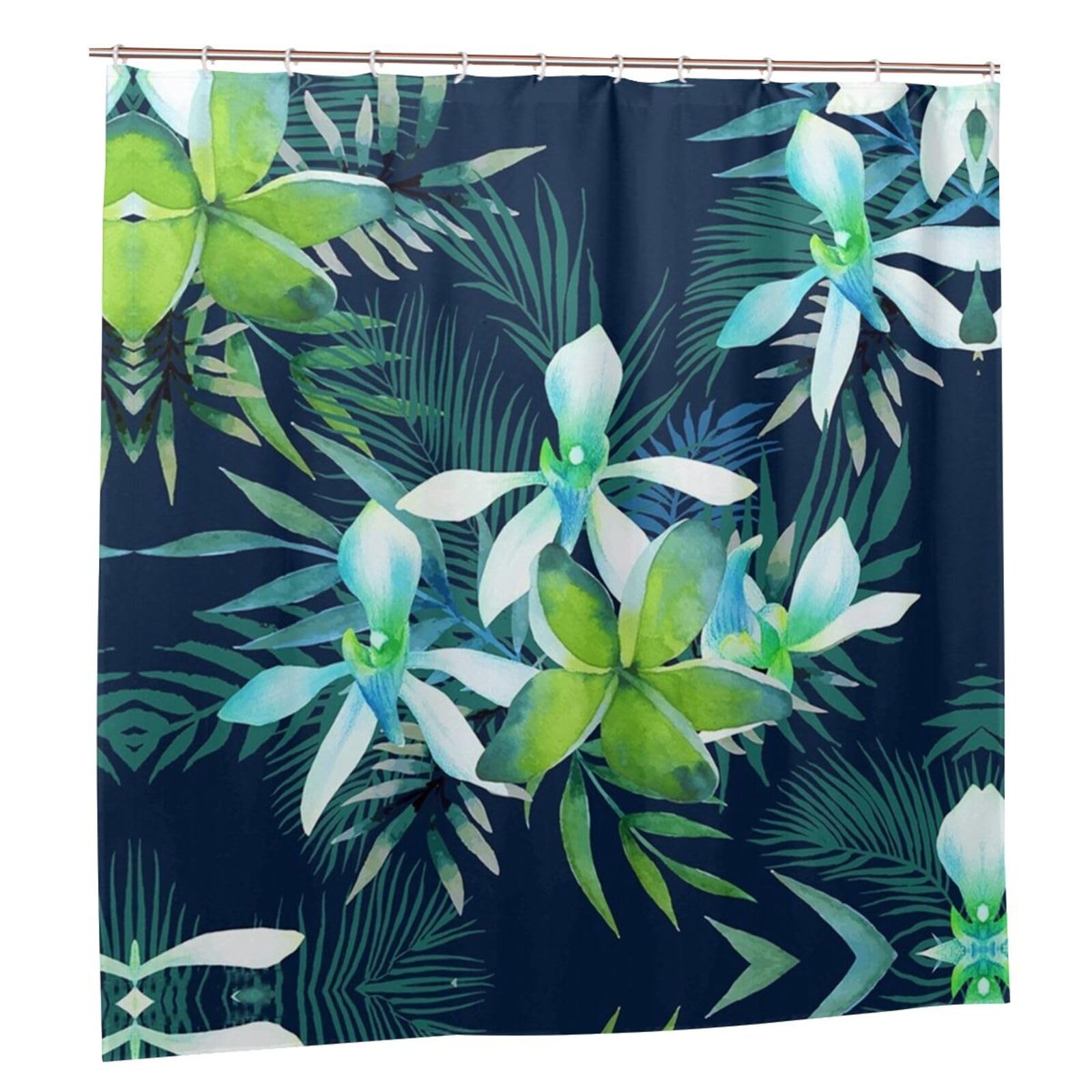 Rideau de douche fleurs tropicales 183x183 imperméable pour salle de bain