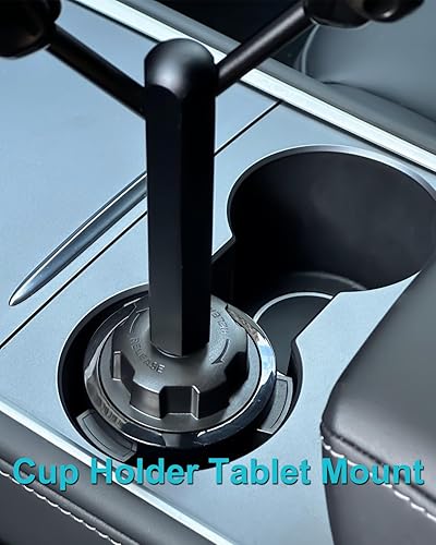 Miniatura 7 de Soporte para tablet de automóvil, soporte doble resistente para tableta para camión, brazo de aluminio doble Portavasos ajustable compatible con