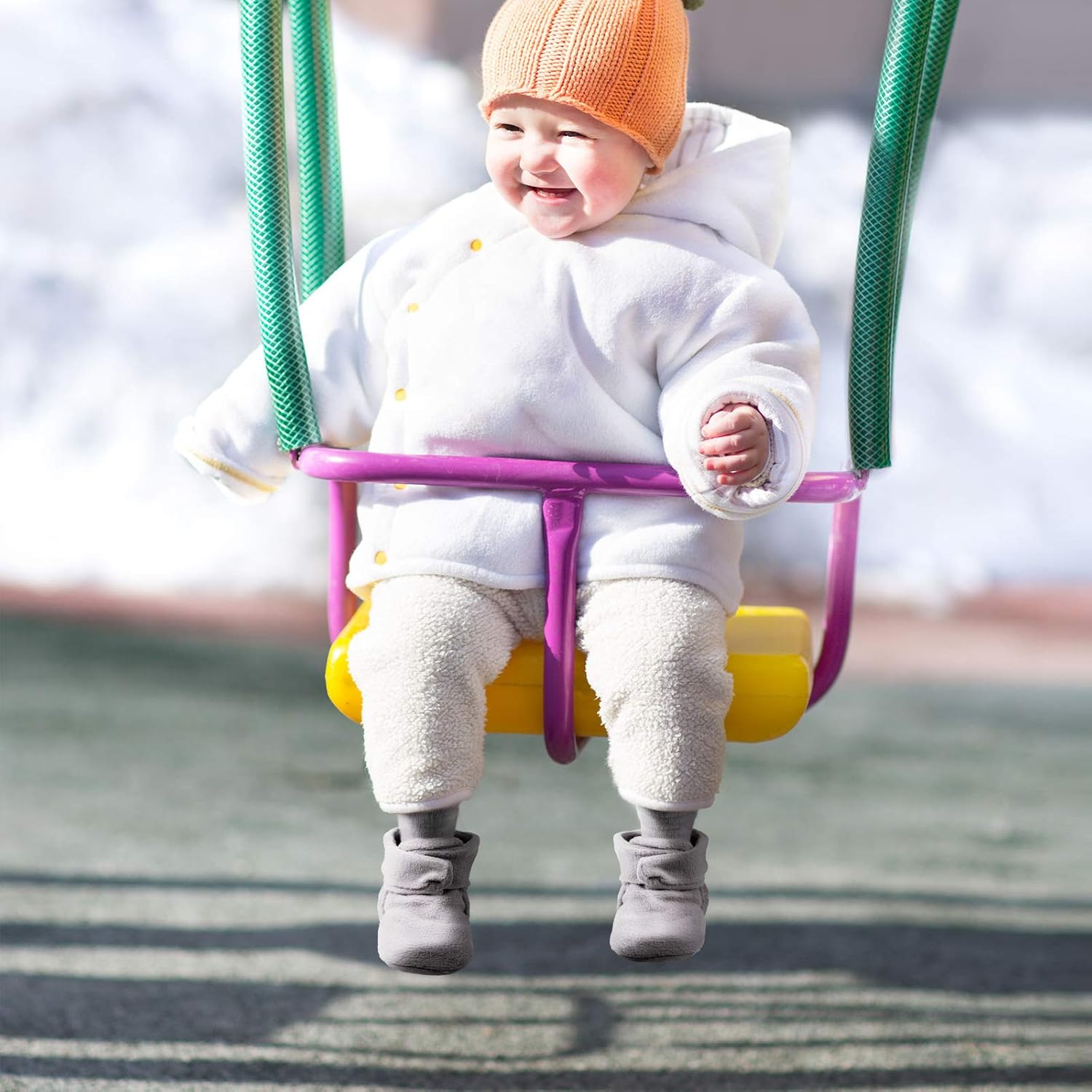 SATINIOR 3 Pairs Unisex Cozy Fleece Baby Booties with 3 Pairs Infant Cotton Socks - Image 5