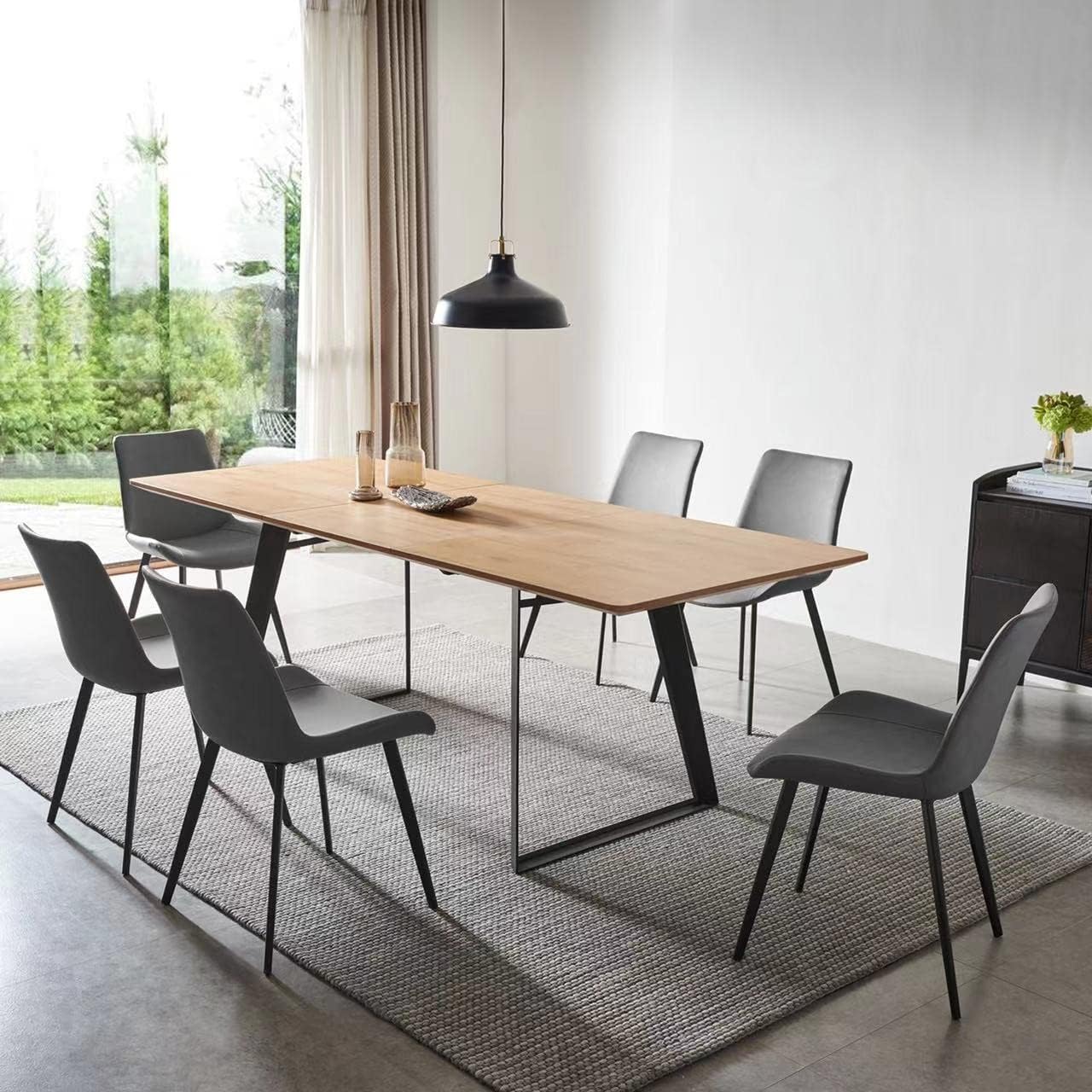Amazon.com - ZckyCine Modern mid-Century Dining Table Dining Table and Chairs for 6 Rectangular ...