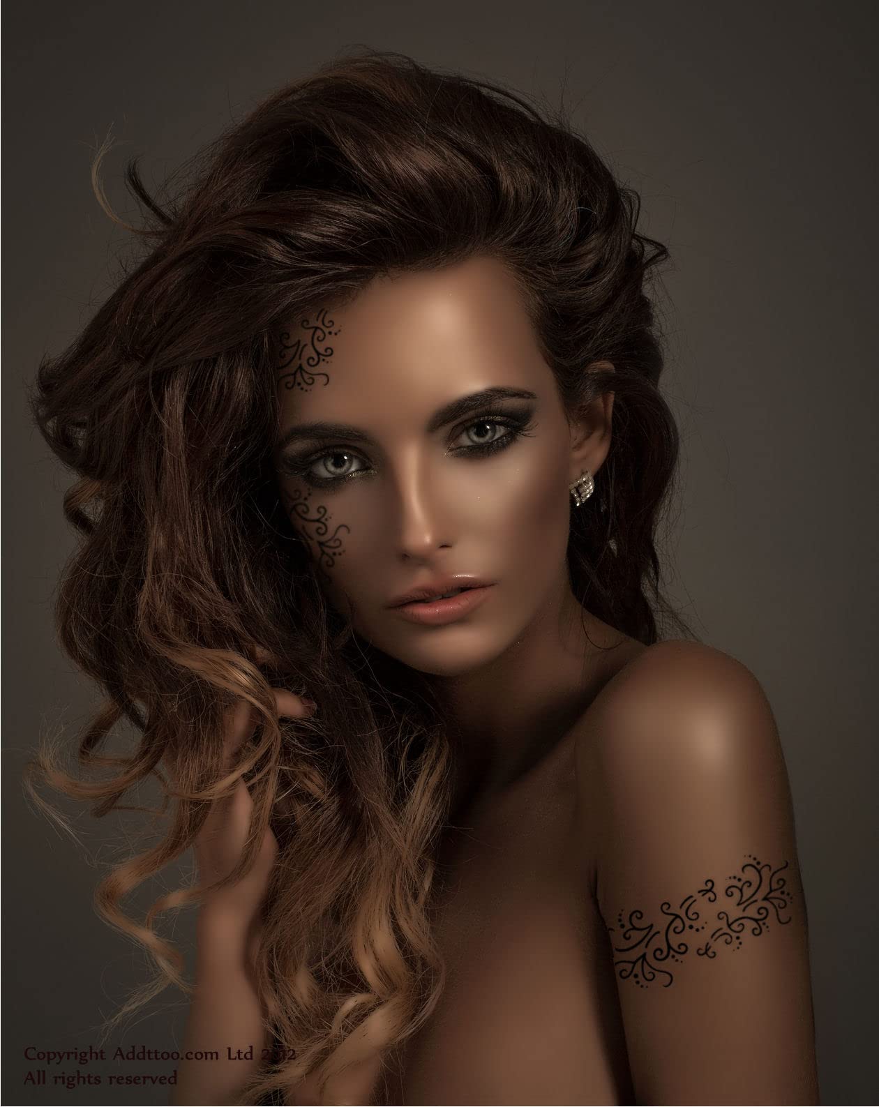 Black Crystals Tattoo with Swarovski Elements, 2 Pieces Box Set