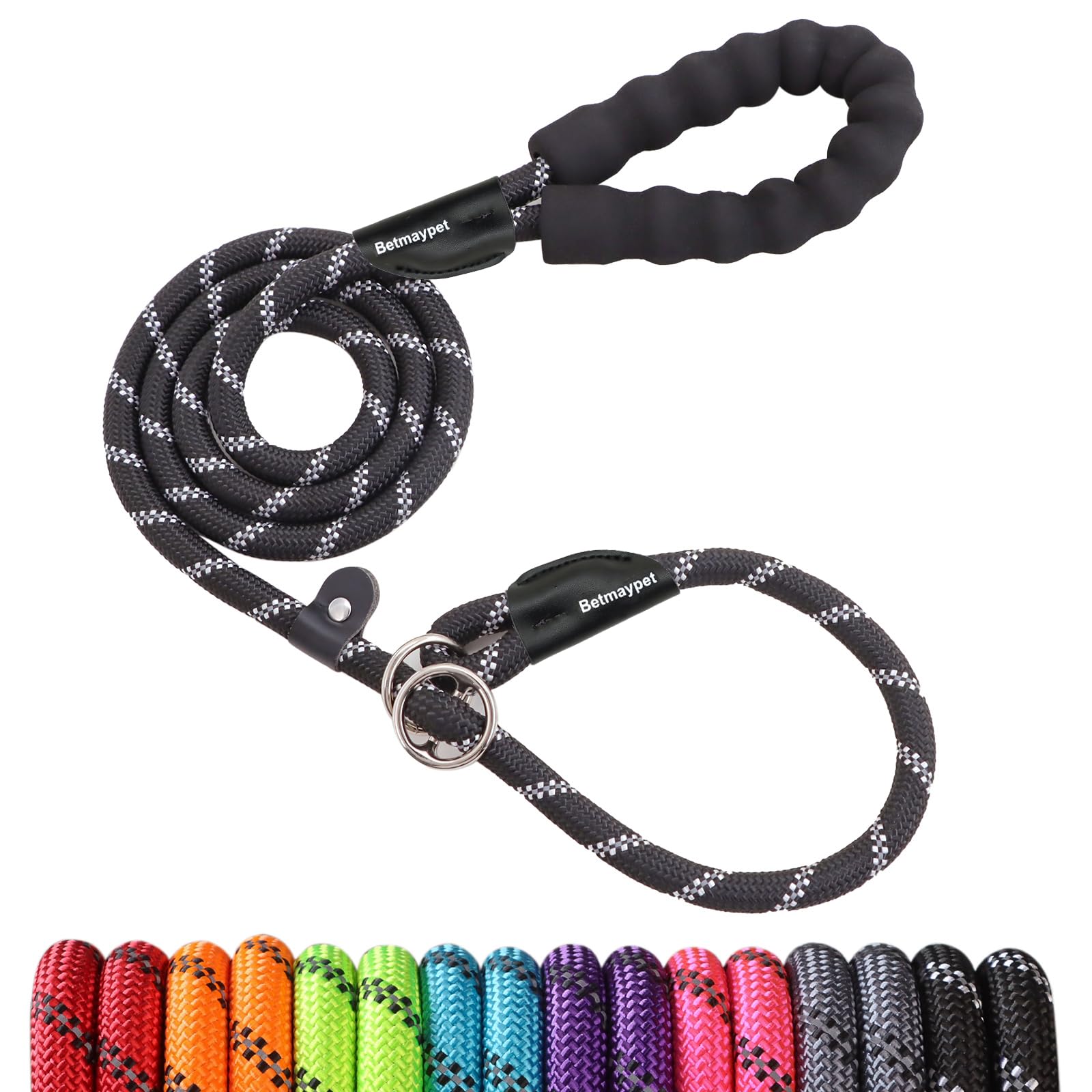 Betmaypet Slip Leads Dog Leash - 4/5/6/8/10 FT Heavy Duty Training Leashes - Reflective & Comfortable Handle for Small Medium Large Dogs (1/2''- 6FT,