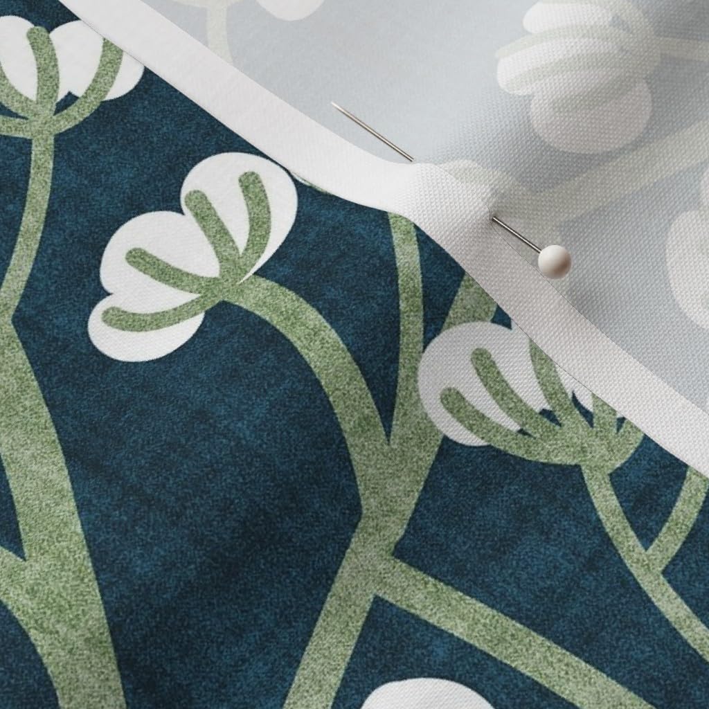 Spoonflower Fabric - Babys Breath Gypsophila Floral Wedding Flower Dark Teal Sage Green Printed on Petal Cotton Fabric Fat Quarter - Sewing Quilting Apparel Crafts Decor