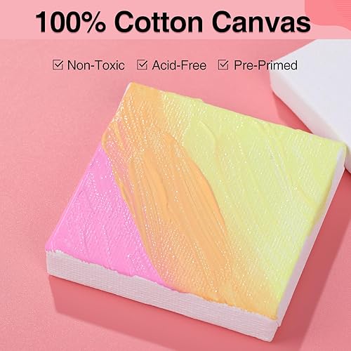 Miniatura 3 de ESRICH Mini lienzos para pintar, mini lienzo a granel, paquete de 100 unidades, 2.4 x 2.4 pulgadas, perfil cuadrado pequeño de 25 pulgadas, lienzos