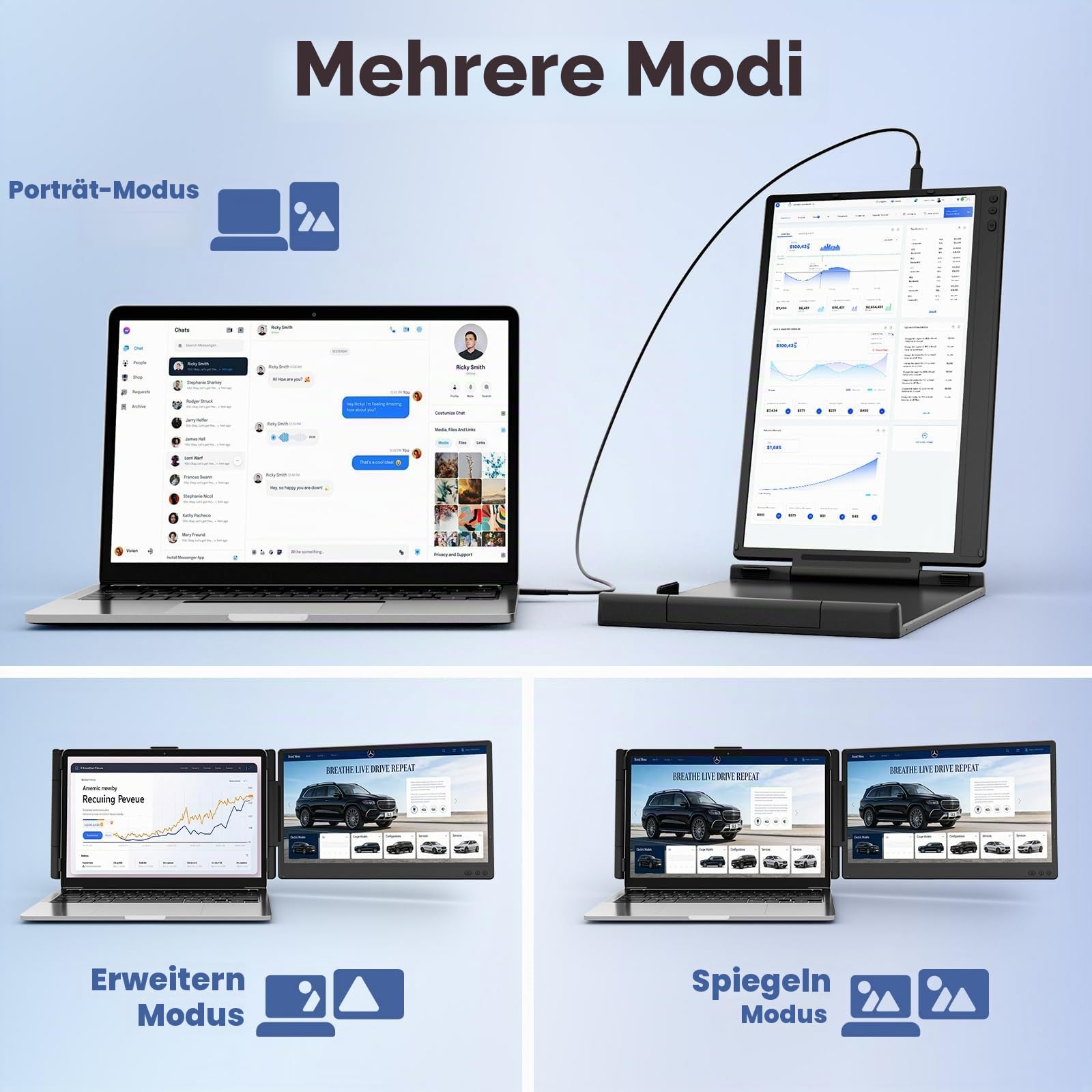 KEFEYA 14” Laptop Bildschirm Erweiterung FHD 1080P IPS Dual Screen Extender Laptop Monitor Erweiterung für Laptop 13"-17,3" mit USB-C/HDMI Plug & Play für Windows/Mac/Android/Switch /PS5