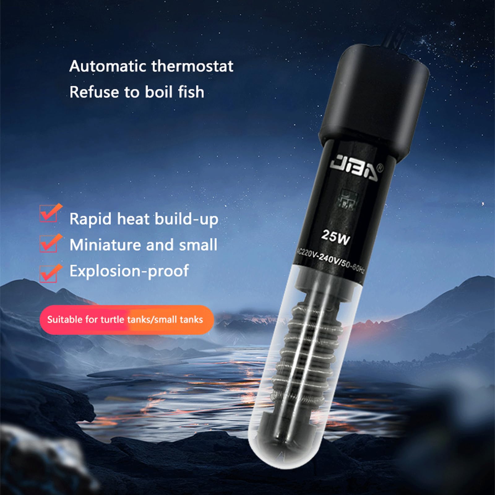 Varilla de Calentamiento para Tanque de Peces, Temperatura Constante automática, Calentador de Control de Temperatura para Tanque de Tortuga, Temperatura Constante de 26 Grados, 50W (50W)