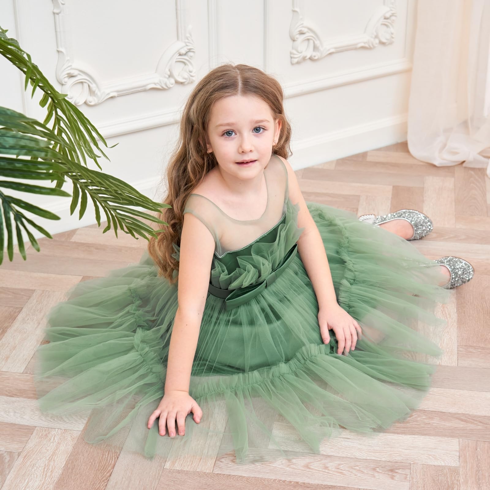 Miipat Bambino Abitini Tulle Senza Maniche Bambina di Fiori Vestito per Feste Compleanno Matrimoni Bambine Ragazze Principessa Vestiti