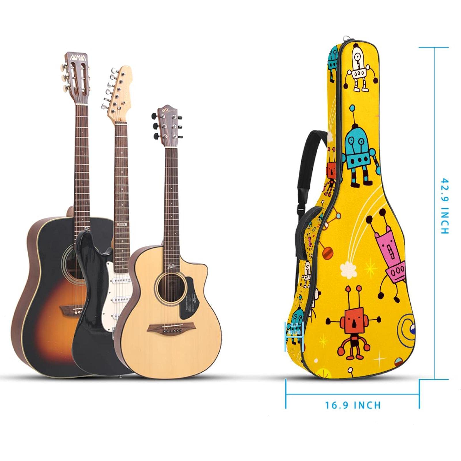 Housse De Transport Pour Guitare Électrique, Basse Et Acoustique - Motif Chats Bleus, Imperméable Avec Bretelles