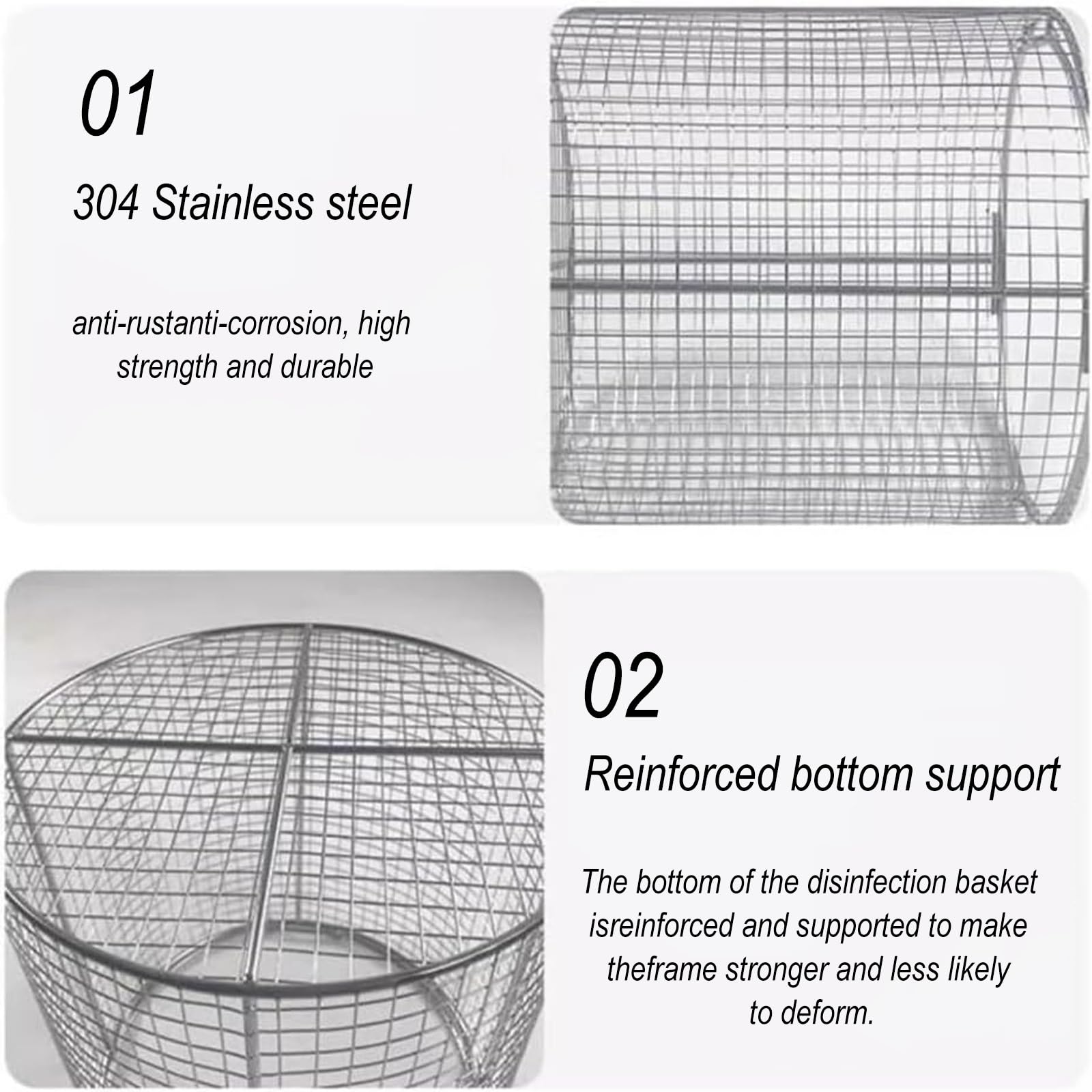 Bandeja de esterilización for instrumental médico, acero inoxidable 304, malla de 0,24 pulgadas, ideal for hospitales, odontología, instrumental de laboratorio, etc.(15.7 in D x 11.8 in H)