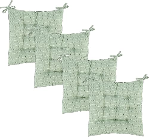 Juego de 4 cojines para sillas de comedor, cojines finos de oficina, almohadillas, cojines de habitación, cocina (verde, 4), 15 x 15 pulgadas