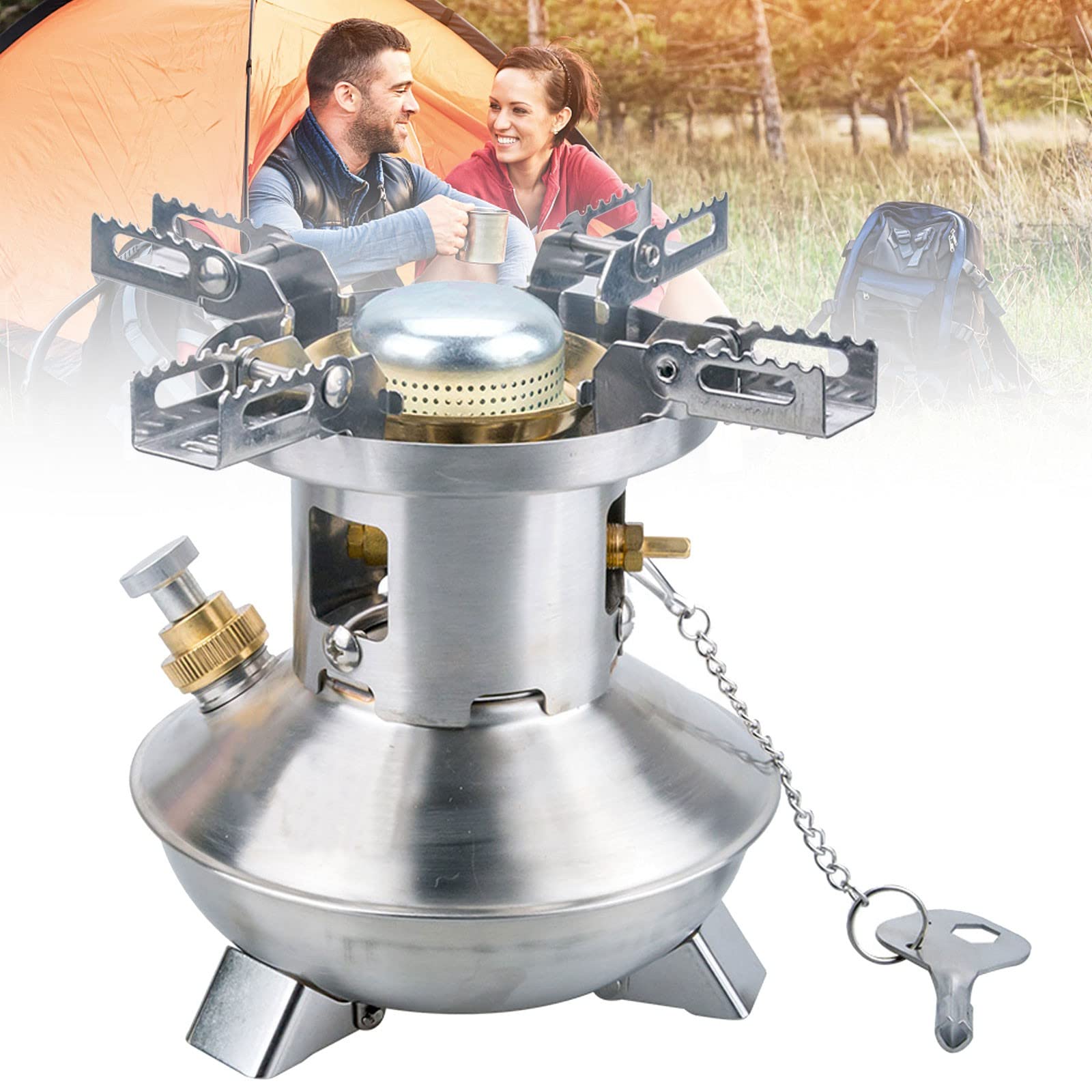 Réchaud de randonnée à essence pliable en acier inoxydable pour camping outdoor