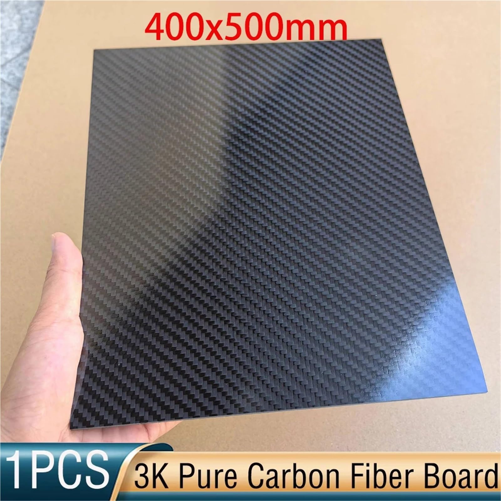 Foglio in fibra di carbonio puro 3K da 1 pezzo 400x500 mm - Pannello composito ad alta resistenza for materiali del modello(1.5mm Twill Matte)