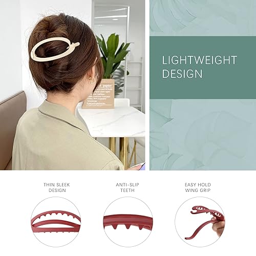 Miniatura 3 de Pinzas para el cabello French Concord, 6 pinzas para el cabello planas deslizantes laterales para volumen, agarre fuerte, agarre antideslizante,