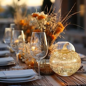 Amazon.com: hvfun Mercury Glass Light Up Pumpkin with Timer