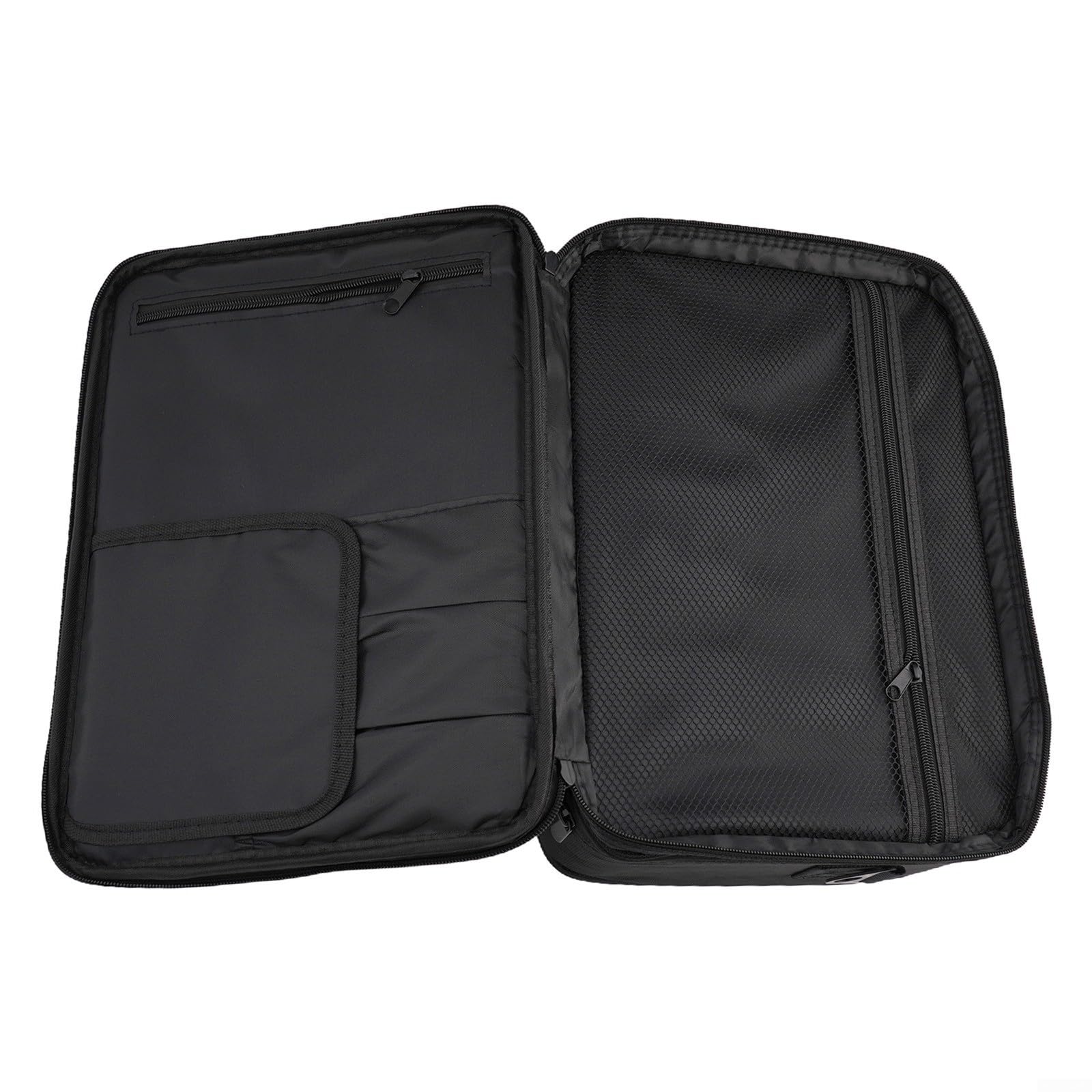Angelrollenkoffer, klein und groß, Angelrollen-Organizer, verstellbare Trennwände, gepolstertes Futter, stoßfestes Innenteiler-Design, robust und wasserabweisend, 1860D Oxford-Stoff, Schwarz (L)