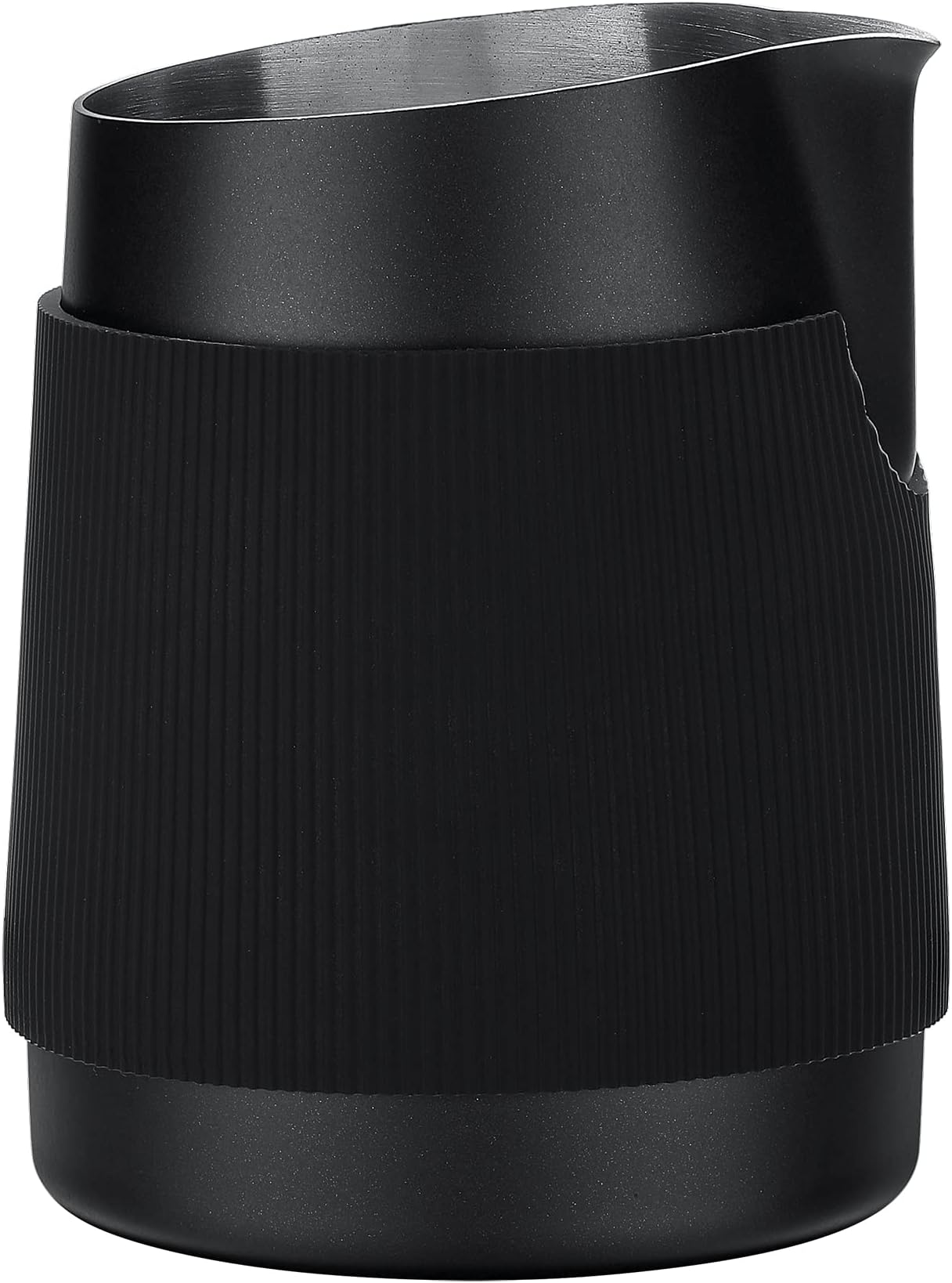 Normcore Handleless Milk Frothing Jug, Milk Pitcher 15.2 oz, Milk Frother Steamer Cup Stainless Steel Espresso Cup, Sharp Spout, Black, 450 ml
