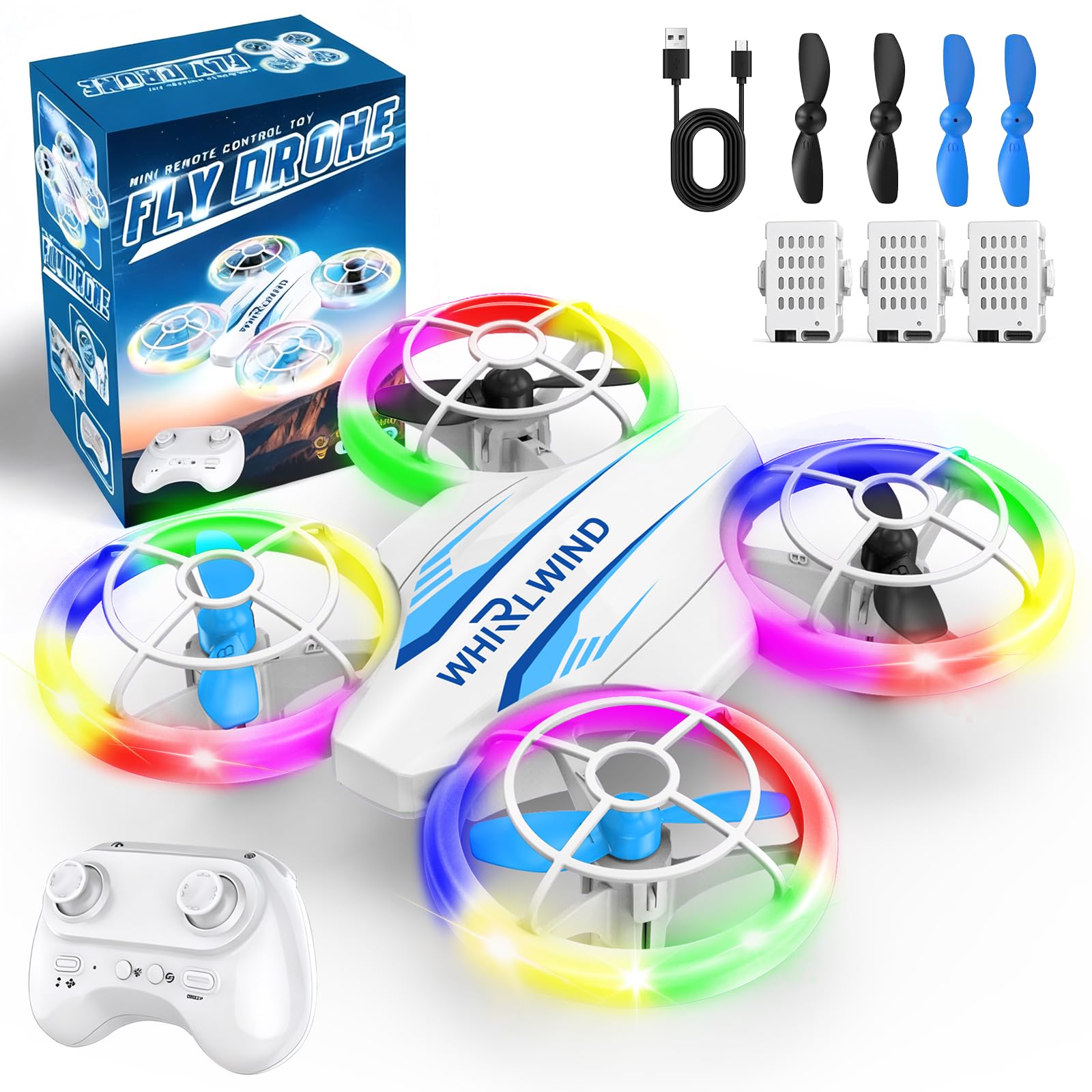 Mini Drohne für Kinder Drohne Spielzeug ab 6+ Jahre, RC Flugzeug Spielzeug Quadrocopter Drone für Kinder und Anfänger mit 3 Akkus, LED Lichter Indoor Outdoor Geschenk für Jungen Mädchen