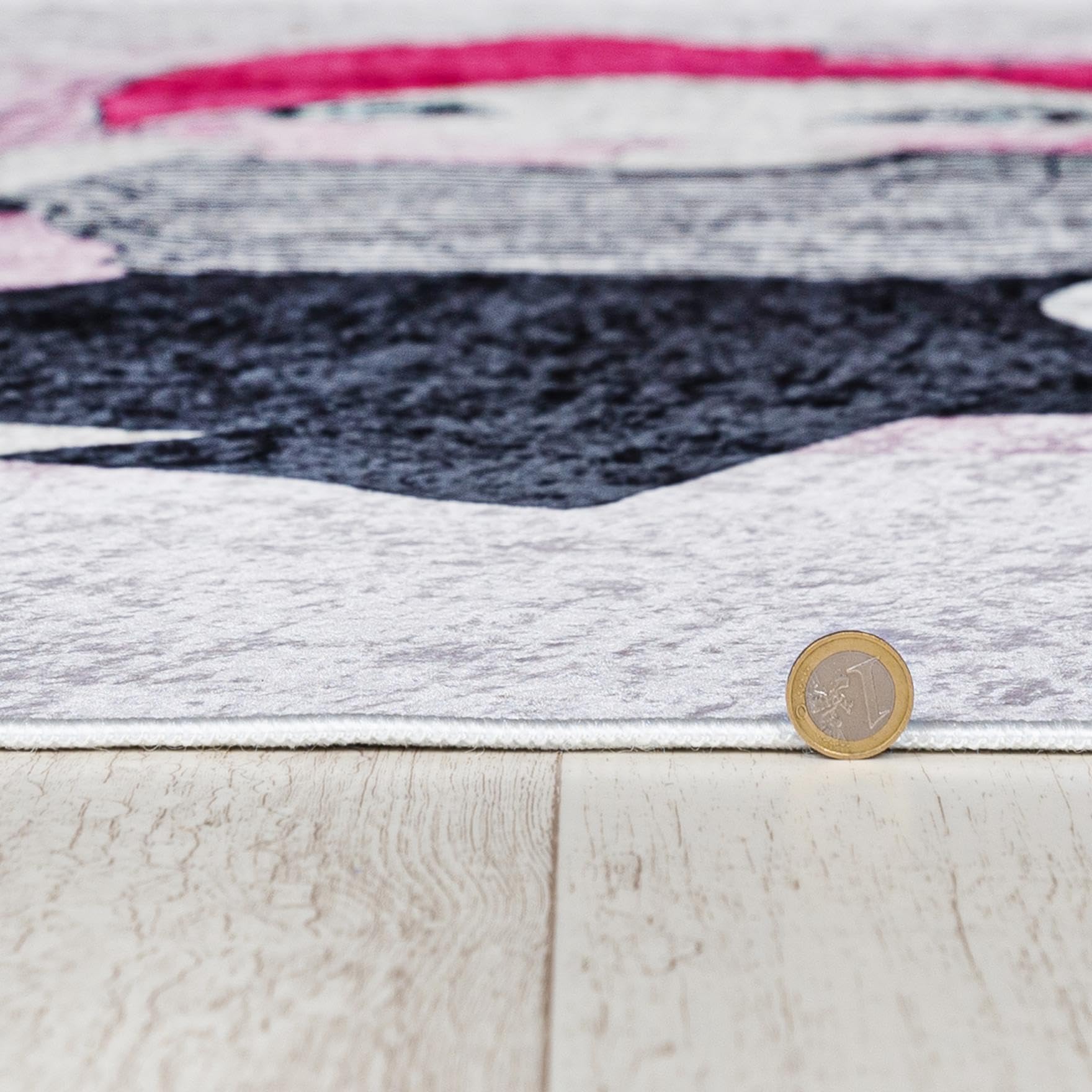 Mazovia Alfombra Infantil Habitación Infantil 80x150cm Antracita Rosa Gato