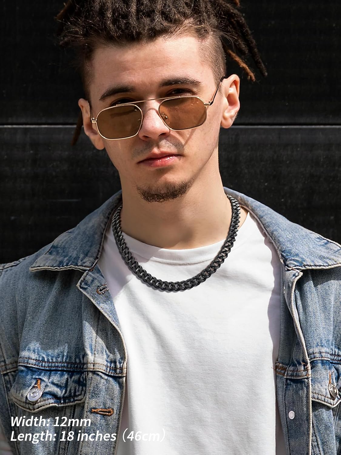 FindChic Men Curb Chain Necklace 18K Gold Plated/Stainless Steel/Black Chunky Double Tight Cuban Link Hip Hop Neck Chains for Men Boys 3.5MM/5MM/6MM/7MM/9MM/12MM 14''-30'' 8 Length Options (Send Gift Box) - Image 2