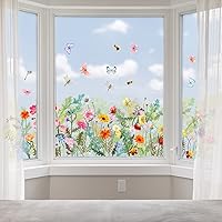 Vista 1 de Película electrostática de ventana con estampado floral, ramo de mariposas, a prueba de aceite, impermeable, decoración de pared, se adhiere a