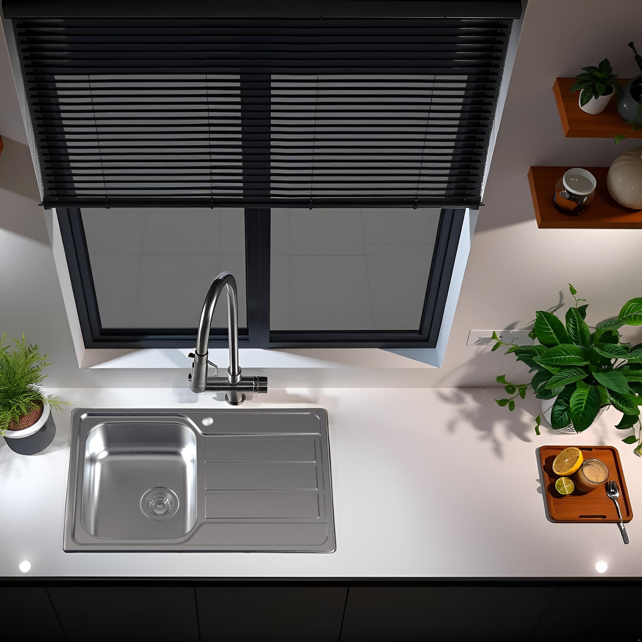 Cata CDL-1 ED Fregadero Sobre Encimera 79 x 50 cm, Cubeta Cuadrada con Escurridor, Válvula Canasta 3 1/2”, Mueble Mínimo 45 cm, Acero Inoxidable