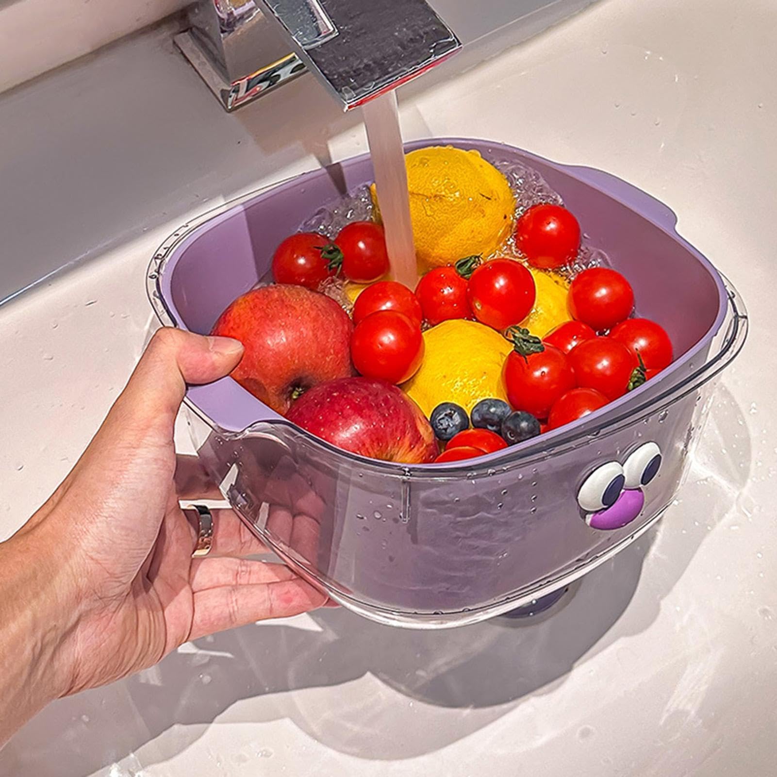 Juego de coladores de cocina 2 en 1 para drenaje de alimentos, colador de doble capa para lavar frutas y verduras, perfecto para limpieza de pasta, arroz, ensalada y bayas
