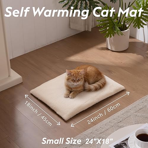 Miniatura 4 de Cama para gatos autocalentable, almohadilla térmica para gatos, superficie de franela extrasuave, extraíble y lavable, alfombrilla térmica gruesa