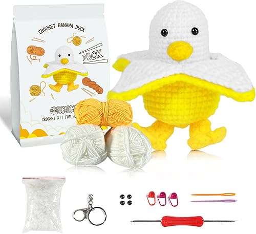 COKTME Kit de ganchillo para principiantes, kit de ganchillo para tejer, kit de ganchillo con tutoriales en video paso a paso, hilo, ganchos,