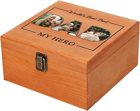 Personalized Wooden Keepsake Box, Custom Gift for Dad from Son or Daughter