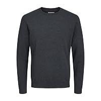 JACK & JONES Jjebasic Knit Crew Neck Noos Felpa, Grigio (Dark Grey Melange Dark Grey Melange)