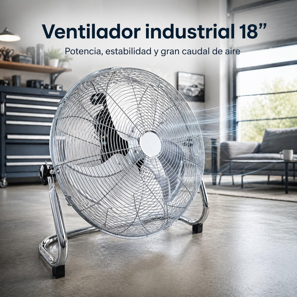 MAXELLPOWER VENTILADOR INDUSTRIAL DE SUELO SOBREMESA 100W 3 VELOCIDADES PARRILLA ASPAS METAL 18" PULGADAS CALIDAD (VENTILADOR SUELO INDUSTRIAL 100W)