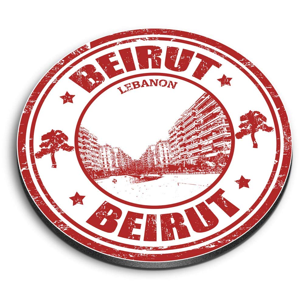 Destination Vinyl Ltd Multicolor 1 X Round Mdf Magnet - Beirut Lebanon Travel Map City 4581