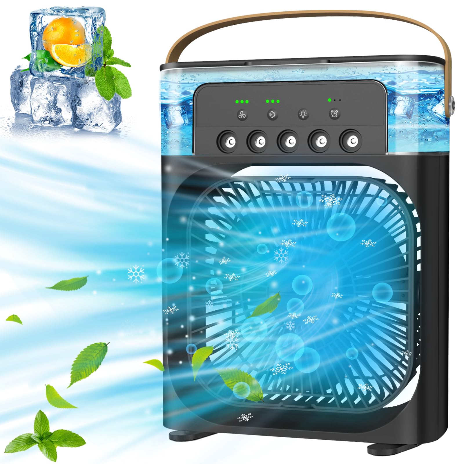Portable Air Conditioners - Small Portable AC Quiet Personal Air Cooler USB Powered Mini Desktop Cooling Misting Fan