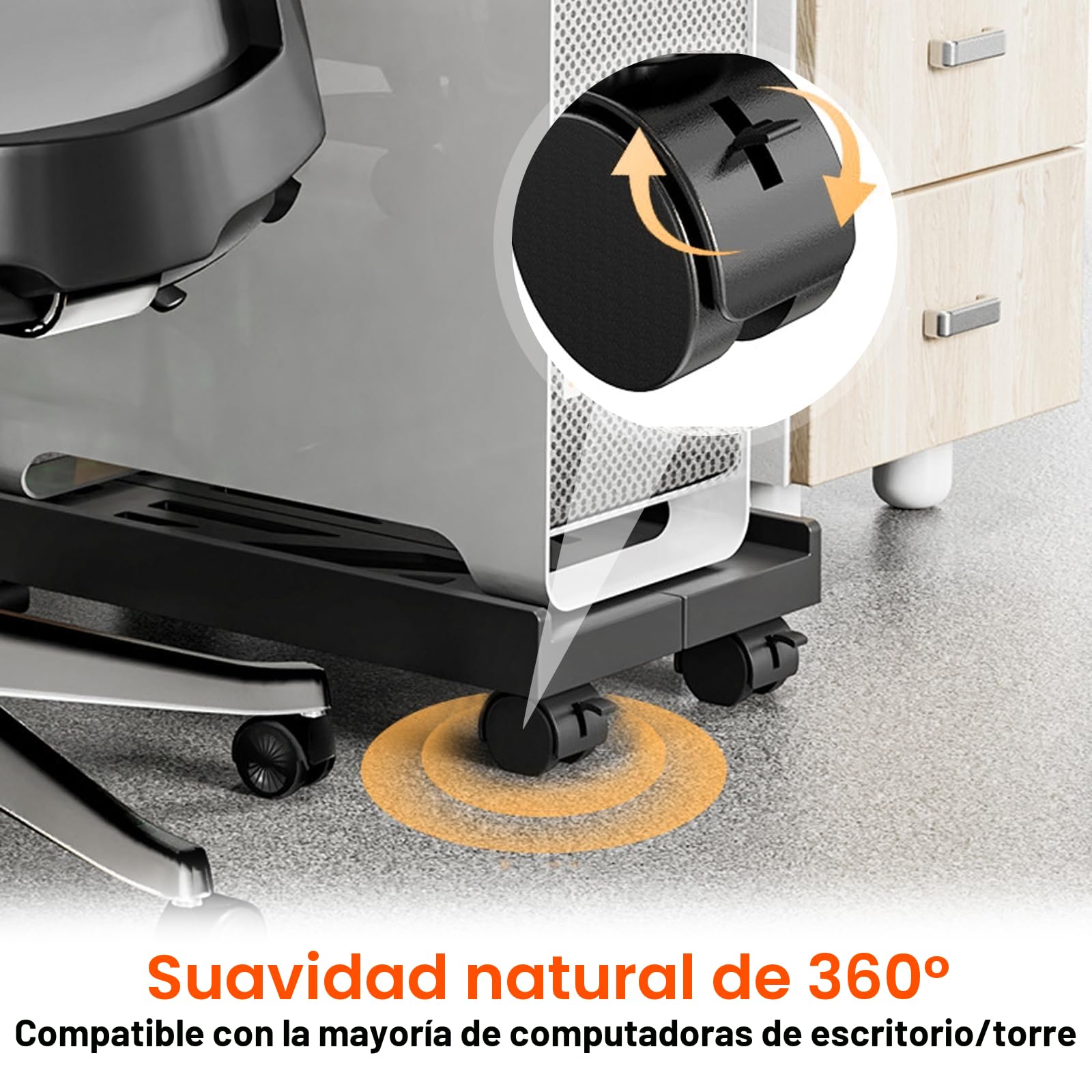 SPORWAY Soporte para CPU para PC, Tamaño Ajustable Soporte para CPU, Soporte para PC Móvil con Ruedas Giratorias con Bloqueo, Carro de CPU Debajo del Escritorio (Negro)