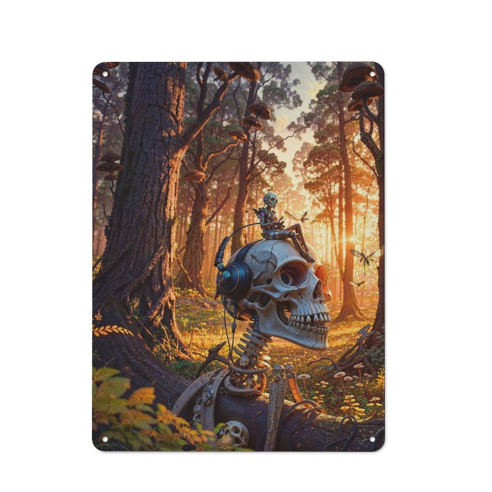 Junmoney Android And Music Skull Country Country Metal Sign 40X30cm Featuring Rustic Kitchen Decor For Cottage, Kitchen, Hallway Or Breakfast Nook