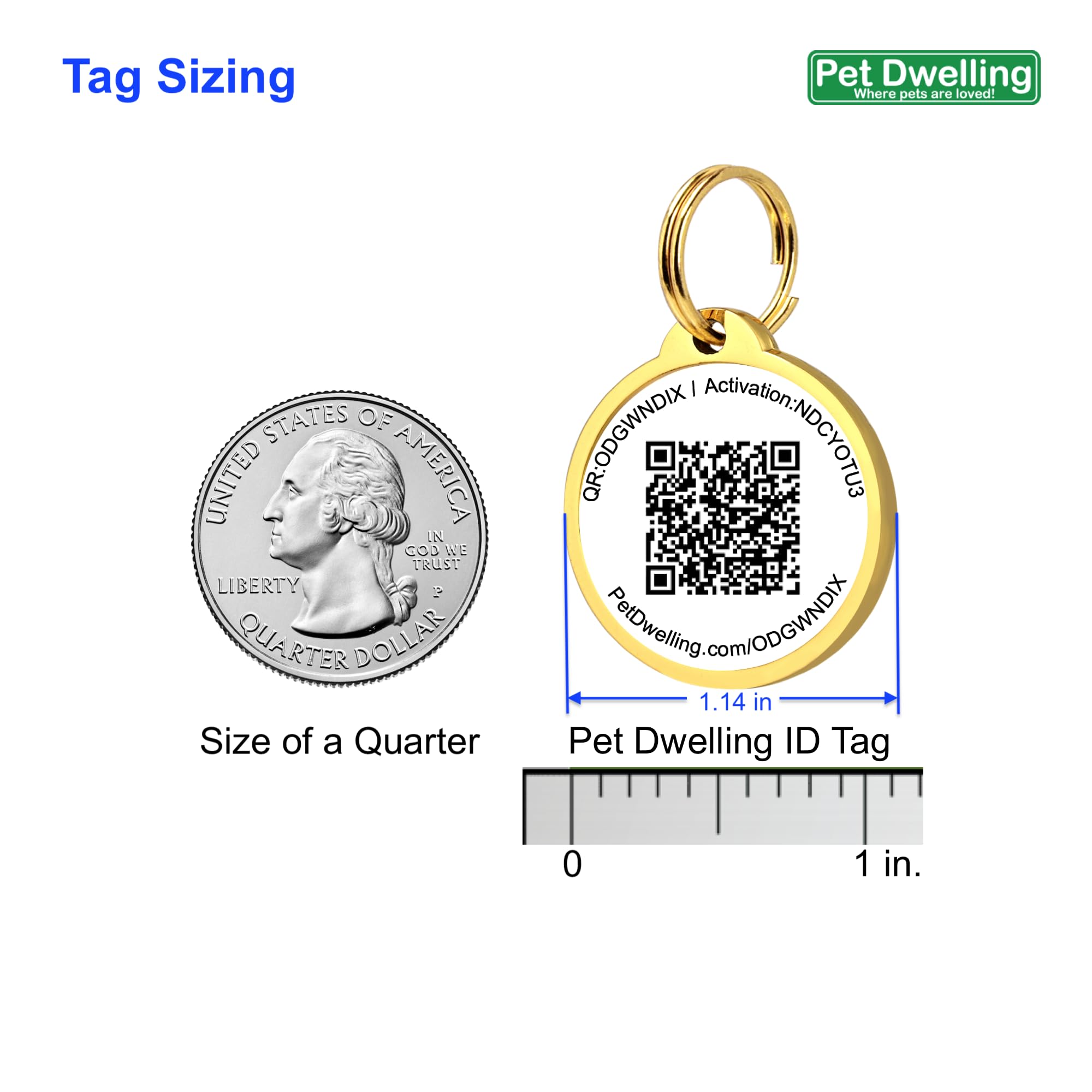 Pet Dwelling Premium QR Code Pet ID Tags - Dog Tags and Cat Tags, Connect to Online Pet Profile, Receive Instant Scanned Tag Location Email Alert(Gold White Paw)